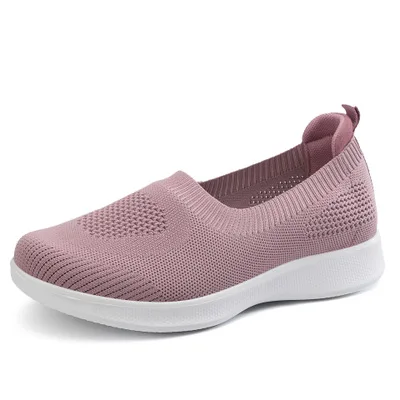 

2020 new sneakers lightweight mesh single shoes running mother soft bottom slip on plus size casual walking ladies shoes