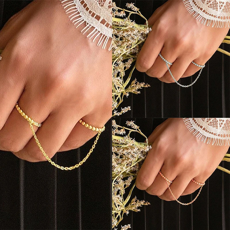 Женское кольцо с цепочкой средней длины индивидуальное ювелирное украшение в