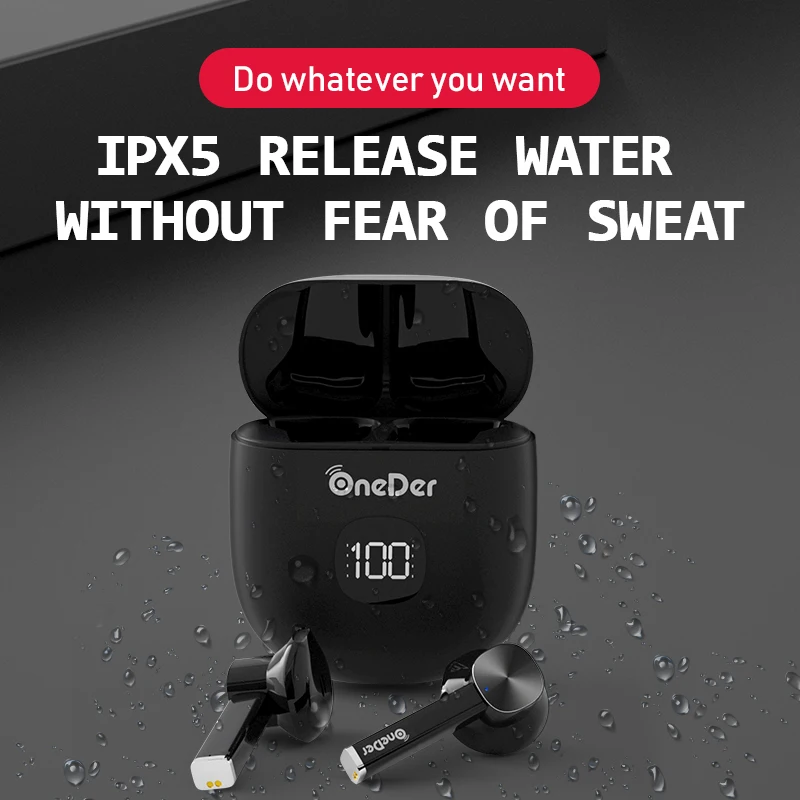 OneDer светодиодный дисплей наушники вкладыши TWS Bluetooth беспроводные игровая