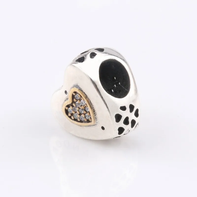 

Original 925 Sterling Silver Bead Simple Hollow Heart With Crystal Beads Fit Pandora Women Bracelet & Necklace Diy Jewelry