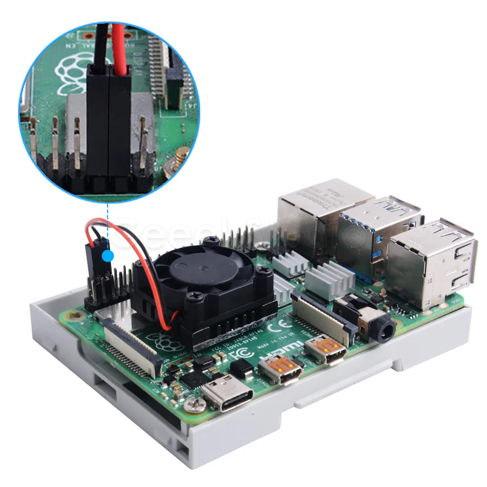 Пластиковый чехол с электрической коробкой ABS для Raspberry Pi 4B / 3 охлаждающим