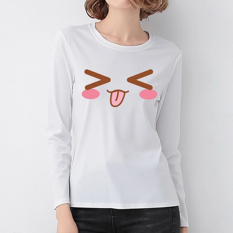 Женская хлопковая Футболка с принтом лица белые футболки женские повседневные