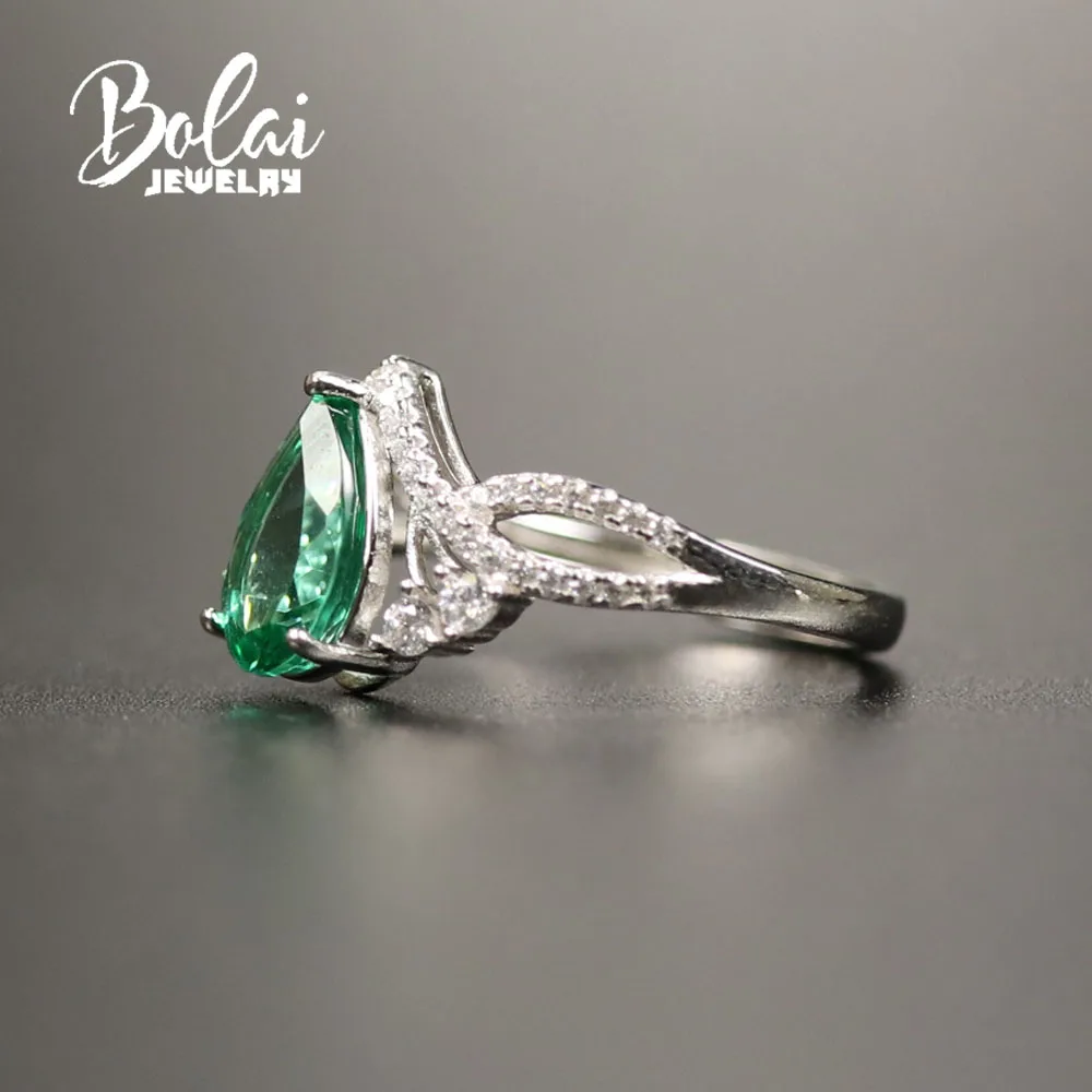 Bolaijewelry, созданное зеленое Изумрудное кольцо овальное 6*8 мм из стерлингового серебра 925 пробы, хорошее ювелирное изделие для женщин, лучший подарок
