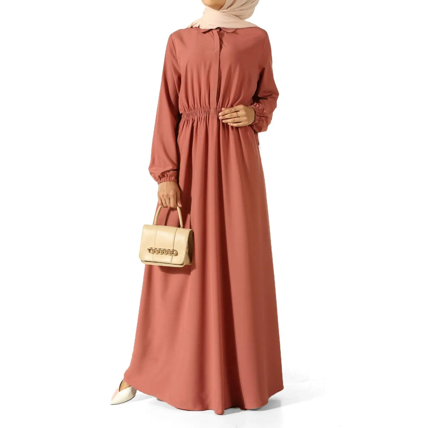 Платье с эластичной резинкой на талии|Женские платья| |