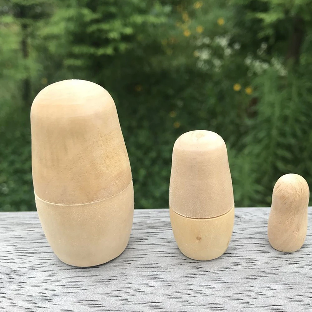 5Pcs Wooden White Embryo DIY 5-layer Nesting Hand-painted Russian Doll Kids Toys Holiday Gift child kids Ethnic funny gifts | Игрушки и