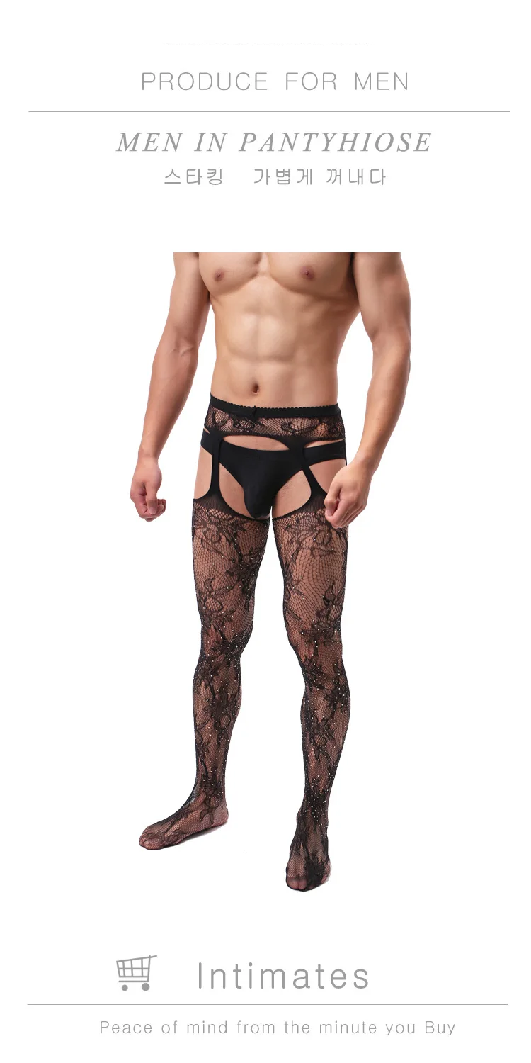 Мужские сексуальные шелковые чулки Patyhose прозрачные ультратонкие высокие