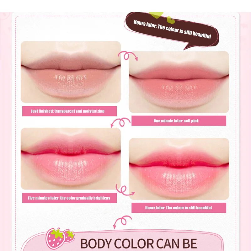 Высококачественный Обесцвечивающий бальзам для губ с клубникой бесцветный