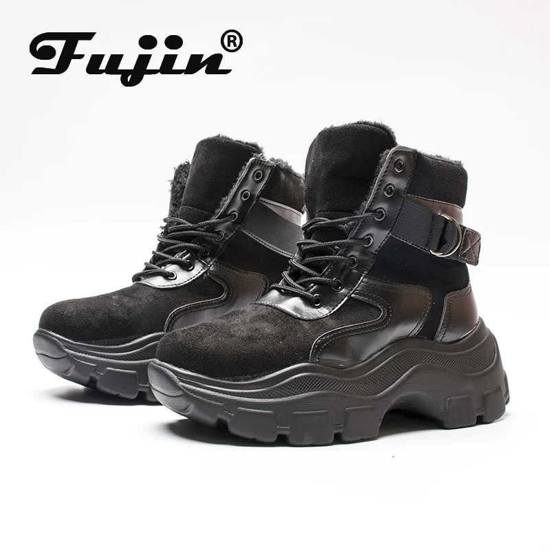 Fujin/зимние ботинки 2020 Плюшевые меховые теплые ботиночки Женские ботильоны