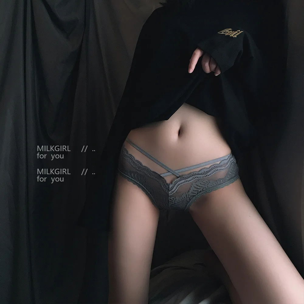 

European American Mesh Underwear Women's Cross Belt Sexy Lace Hollowed Out Temptation Girl's Triangular Underwear Sexy Panties