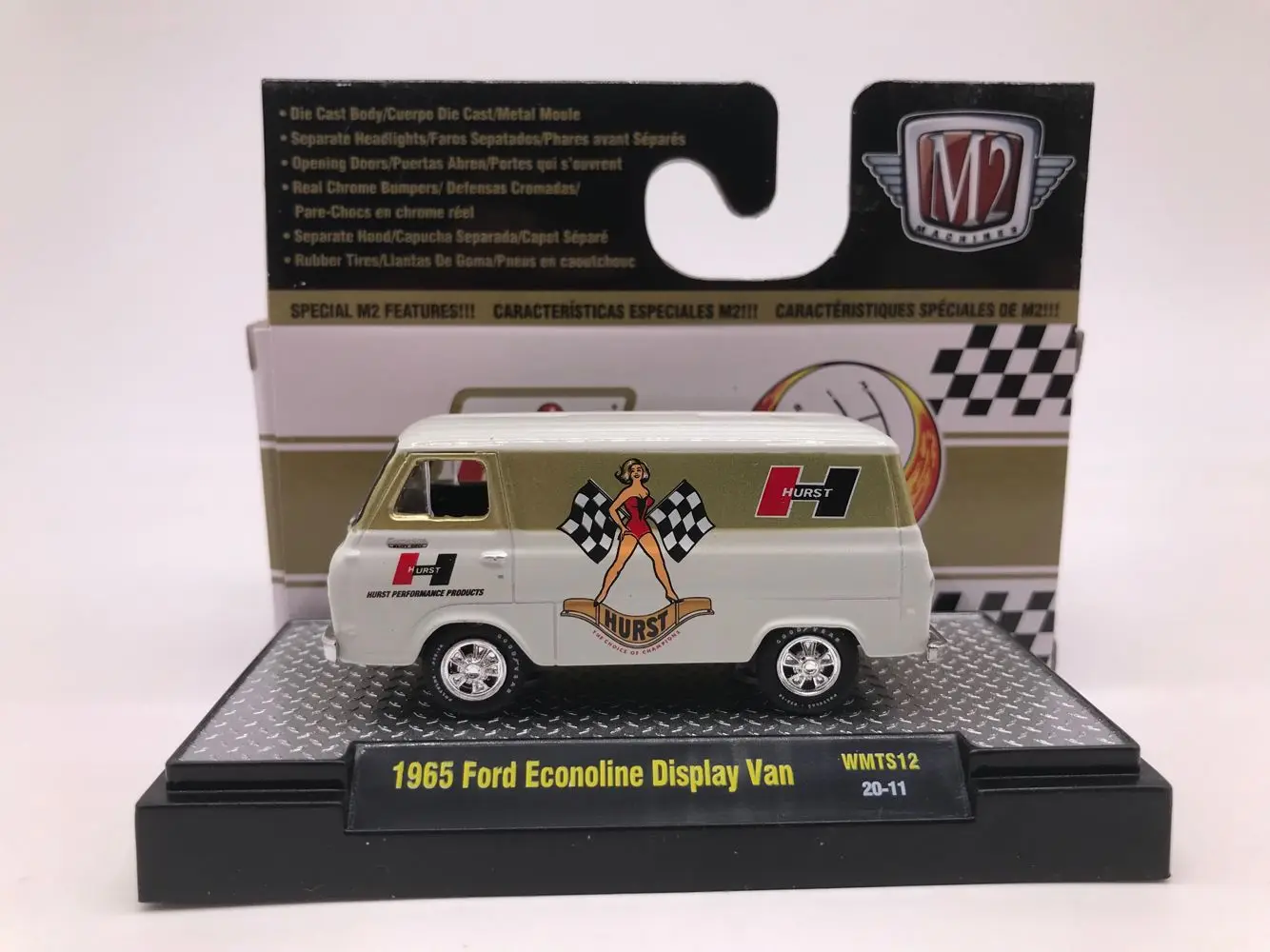 M2 1:64 1965 Ford Econoline дисплей фургон модель автомобиля из сплава металлические игрушки