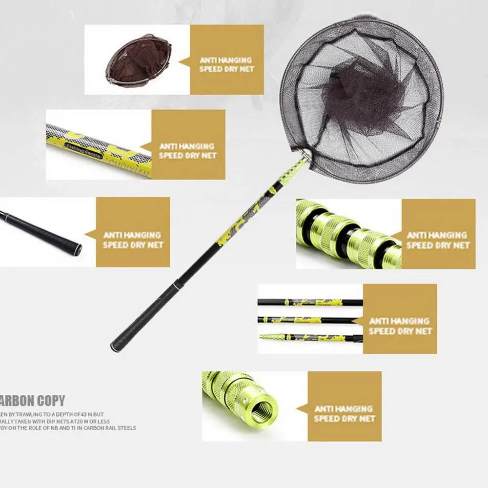 Fishing Net Fish Landing Foldable Collapsible Telescopic Pole Handle Durable Mesh | Спорт и развлечения