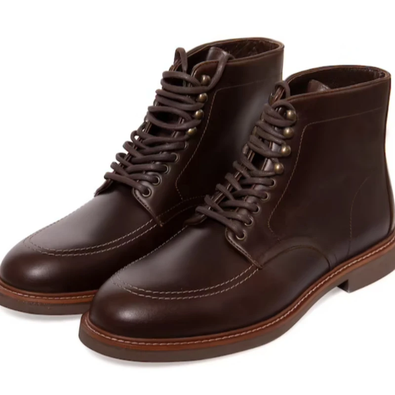 

Autumn Winter New Men PU Leather Lace Up Martin Boots Men Goodyear Boots Fashion Versatile Trend High Helper Work Boots 5KE439