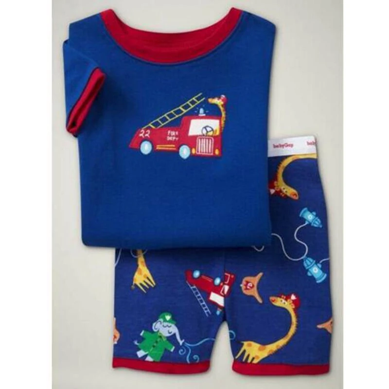 Boy's Sleepwear Suit Girls Pajamas Sets Children's Pyjama Telescope Kids Fire Engine Print Pjamas Home Wear Costumes Nightgown |