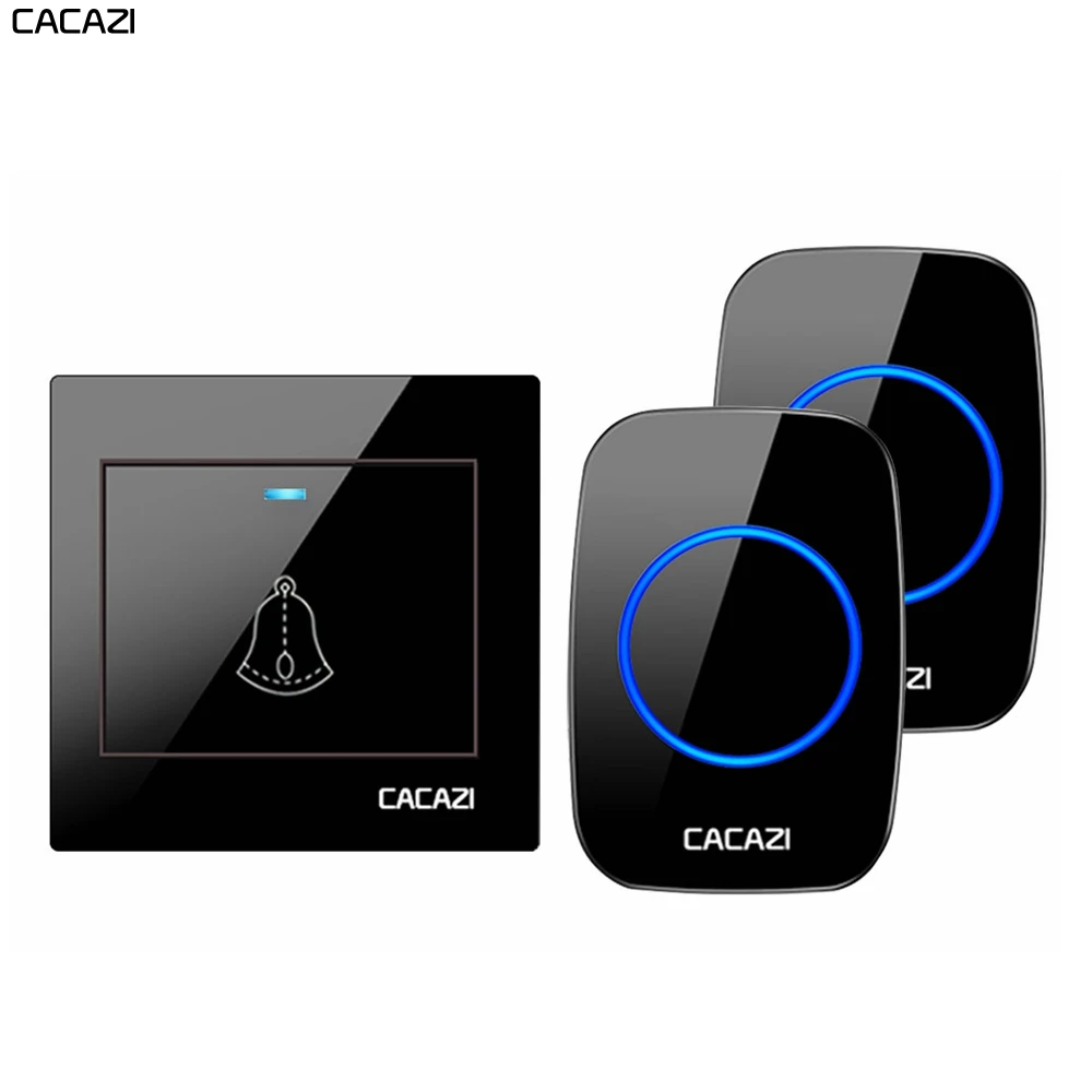 CACAZI Wireless Doorbell Waterproof 60 chimes 5 Volume Home 