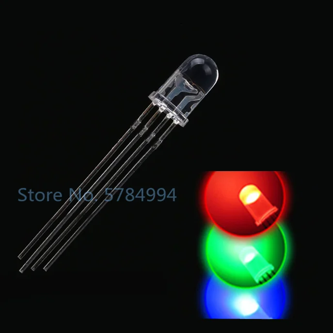 

100pcs 5MM RGB super Bright led Common anode 4 pins red green blue water clear F5 Diode LED