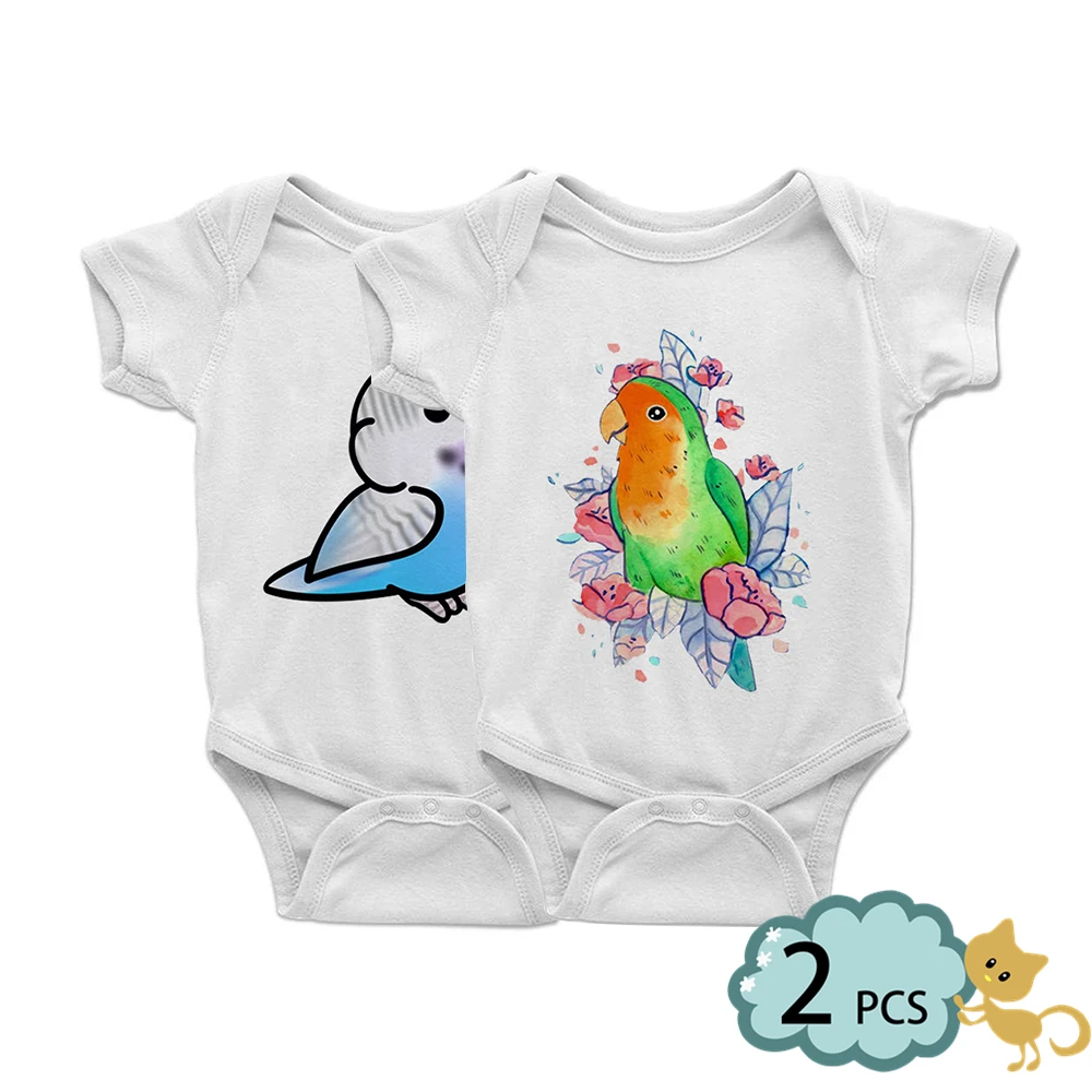 Акварельный попугай птицы эстетические крутые младенцы детское боди одежда