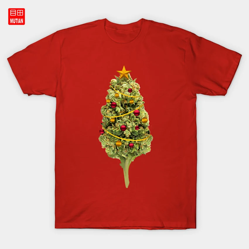 Футболка с рождественской елкой 420 трава Драпированный Бонг лист дымчатый тупой