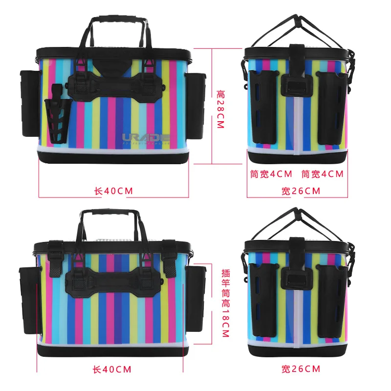 

40cm Bait Bucket With 4 Rods Holders Multi-Function Fishing Storage Box Bag Tackle For Living Fish Water Lure Supply RockfishSea