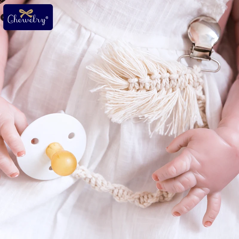 Винтажная вязаная крючком цепочка для соски хлопковая веревка плетеная без