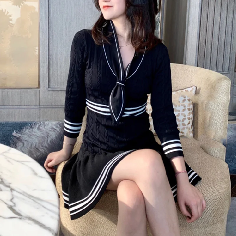 Тонкое вязаное платье-свитер с рыбьим хвостом Осень-зима 2019 плотное трикотажное