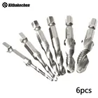 6 шт M3-M10 Метчик сверла HSS краны зенковки Deburr комплект метрических Комбинации 14 быстросменный шестигранный для мягкого металлаАлюминий