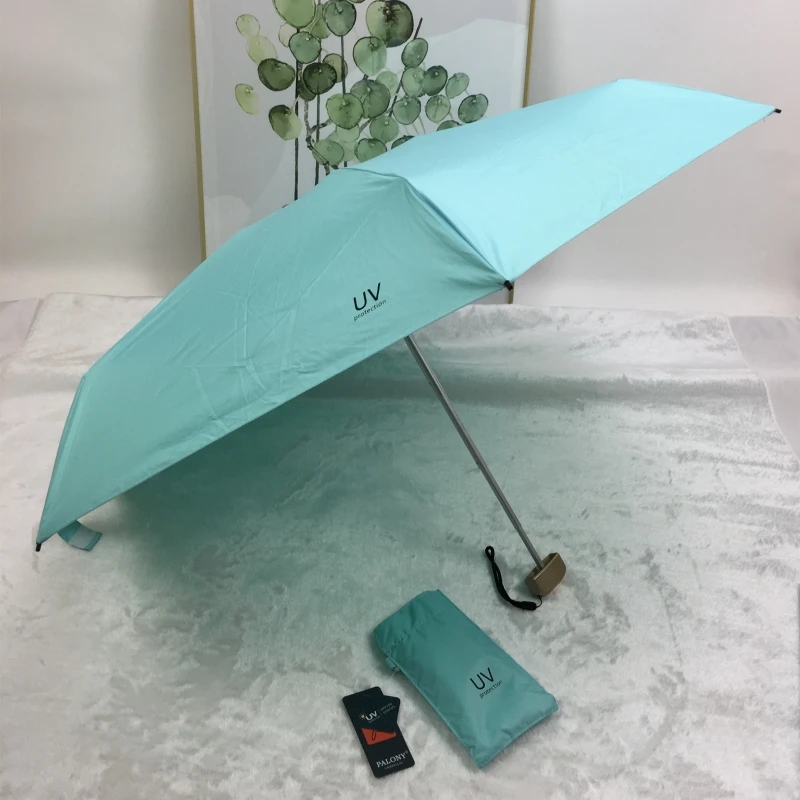 PALONY четыре цвета мини-зонтик маленький пять маленький тонкий Миниатюрный Складной Зонт pocketwomen Защита от солнца - Цвет: sky blue