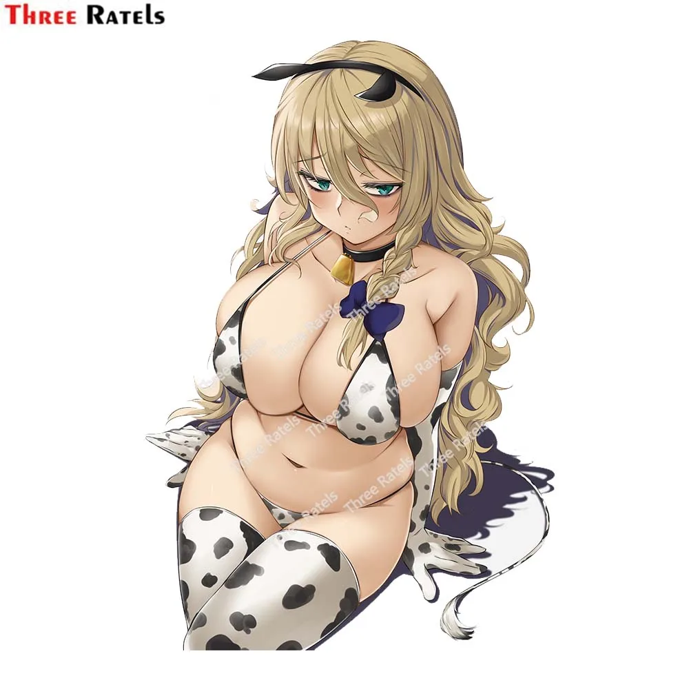 

Three Ratels E506 Sexy Cow Uniform Girl Stickers For Bedroom Wall Toilet Mirror Decoration Decals Waterproof Property