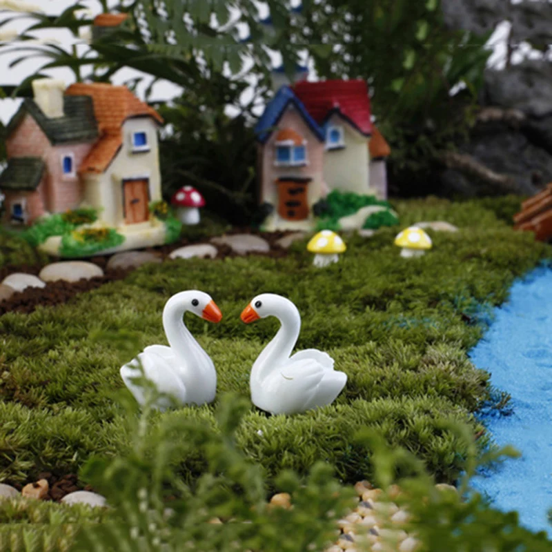 Модель гусиного гуси Гансо лебедь озеро маленькая статуэтка украшение из
