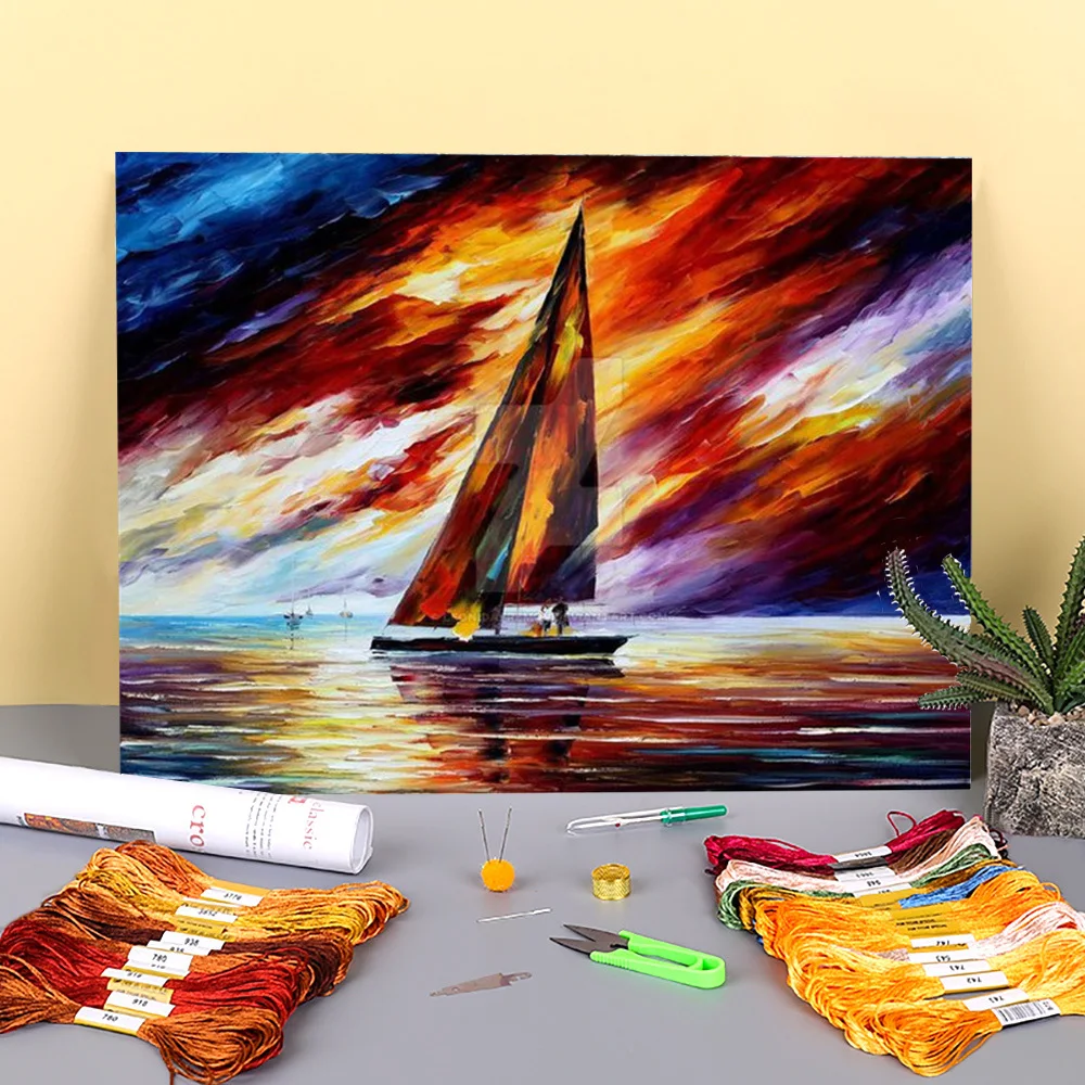 

Длинная Парусная ткань с принтом 11CT полный комплект для вышивки крестиком «сделай сам» вышивка DMC нитки хобби Вязание ручная работа Швейные...