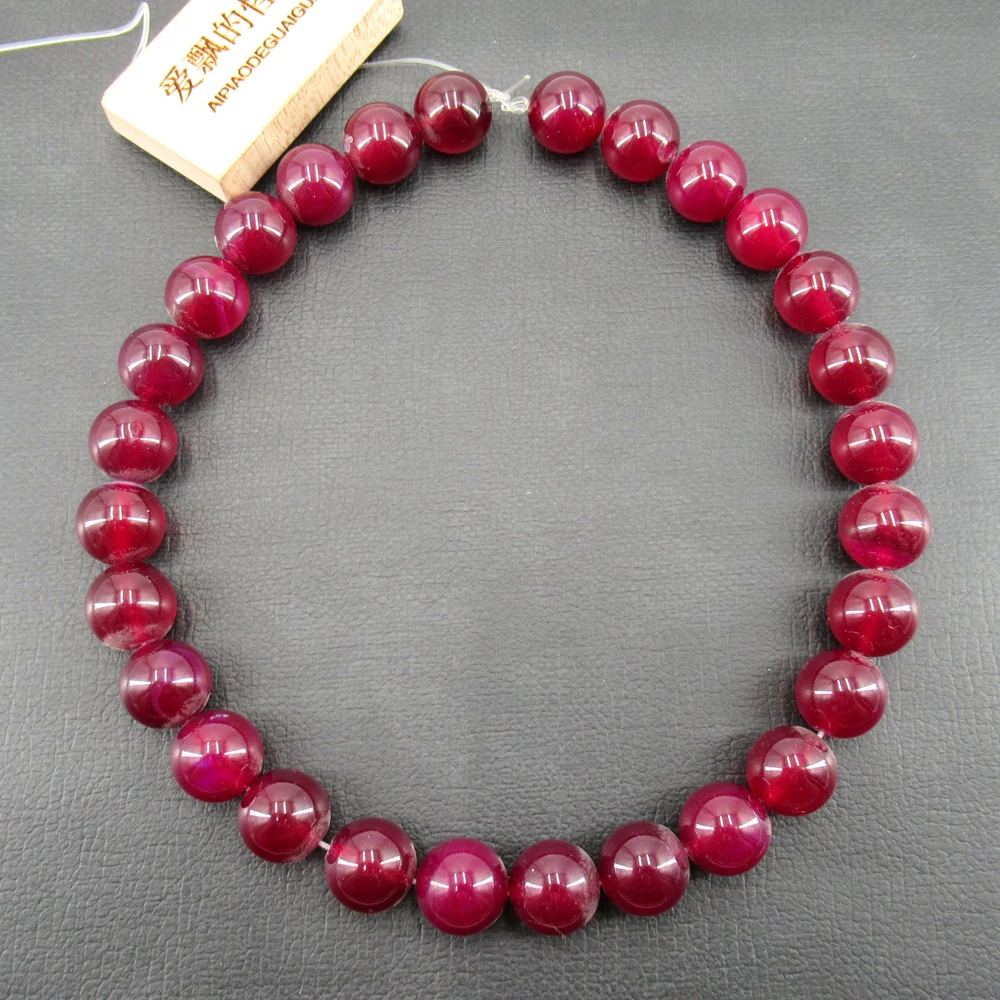 

APDGG Red Rose Agate 14mm Round Smooth Beads Gemstone Beads 15" Strand Jewelry Making DIY