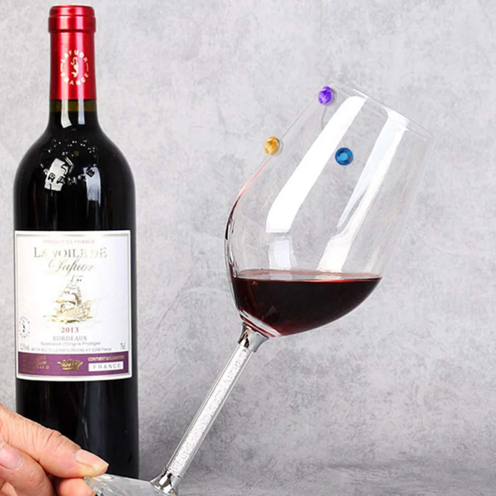 

12pcs Acrylic Magnetic Glass Markers Colorful Crystal Identifier Drinking Cup Sign (Mixed Colors)