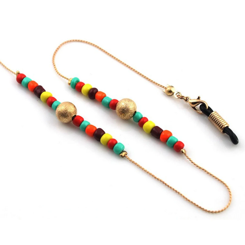 

Beaded Glasses Strap Spectacles Sunglasses Holder Cord Gold Metal Chain adult kids eyeglasses chain colorful beads