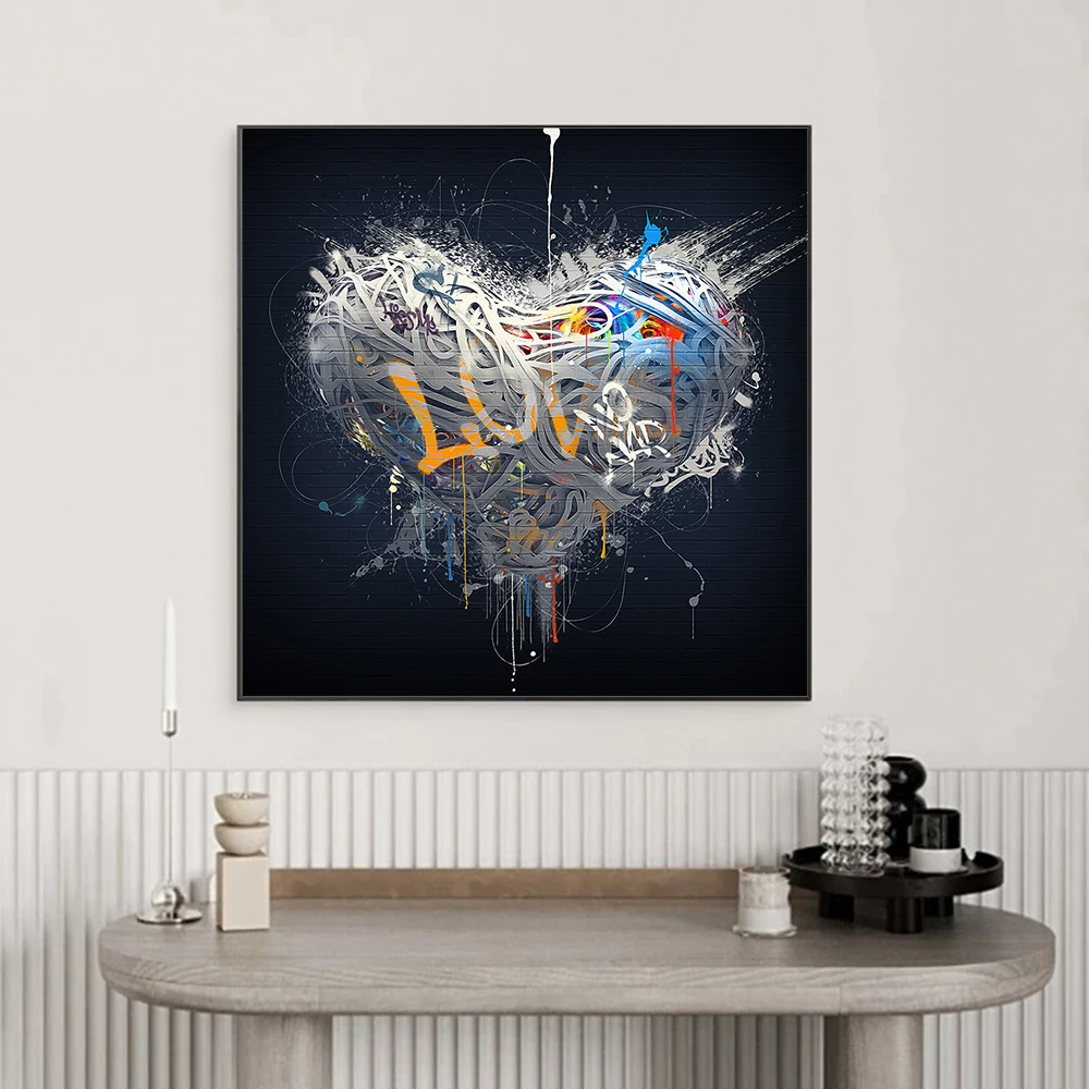 

Abstract Love Heart Print Canvas Painting Fashion Wall Art Posters High Heels HD Prints for Living Room Corridor Bedroom Decor