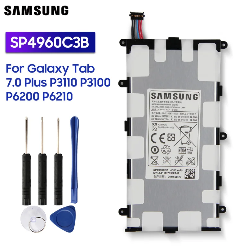 Оригинальный сменный аккумулятор Samsung SP4960C3B для GALAXY Tab 7 0 Plus P6200 P6210 P3110 P3100 планшета