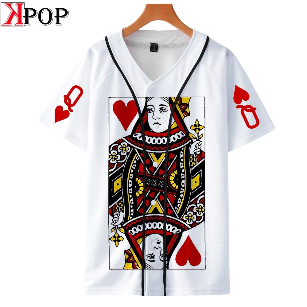 Король покера и королева крутые летние топы одежда Бейсбольная Футболка 3D Harajuku с
