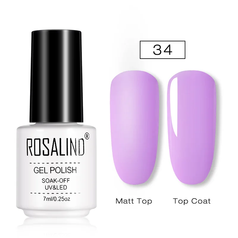 RC34 ROSALIND матовый Гель-лак для ногтей, УФ светодиодный, лампа для маникюра, для ногтей, полуперманентный, 7 мл, Гель-лак, Базовое покрытие - Цвет: RC34