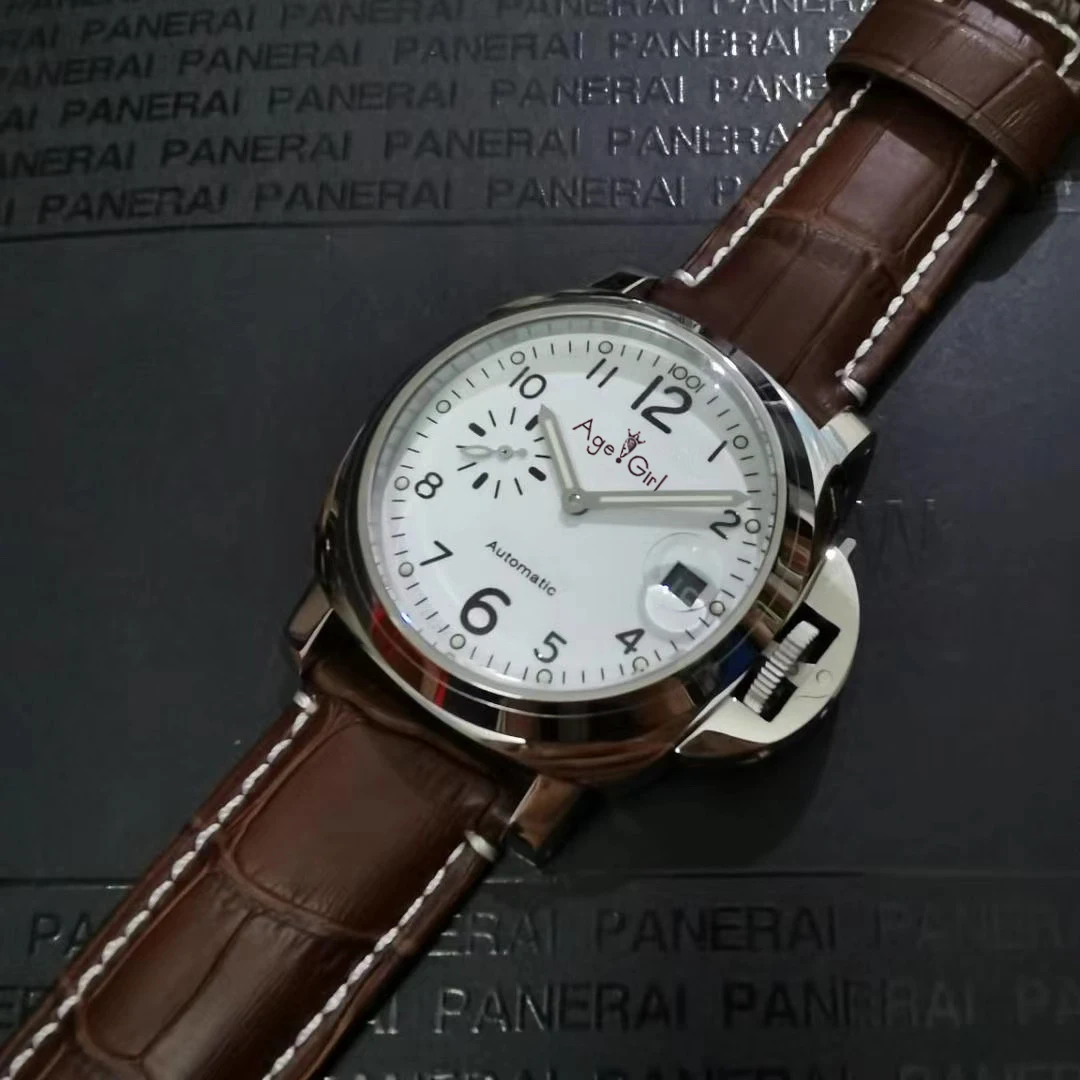 

Luxury Brand New Men Automatic Mechanical Sapphire Brown Leather Stainless Steel 3 Days 1950 Watches Luminous White Dial 44mm