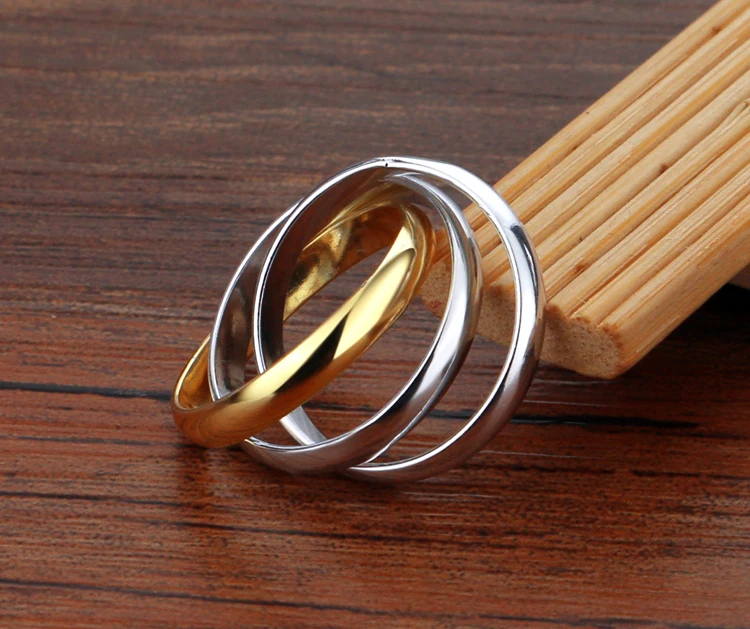 Новый Классический Стиль серебряный цвет кольцо для женщин простой три-кольцо