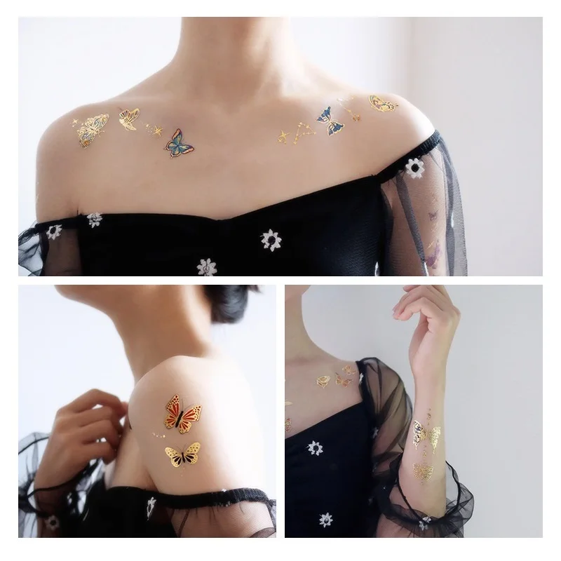 12 разных стилях праздничные платья бронзовые татуировки бабочки одноразовые