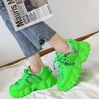 Кроссовки женские на платформе, повседневная обувь на толстой подошве, теннисные туфли на массивной подошве, белые, зеленые, 2021