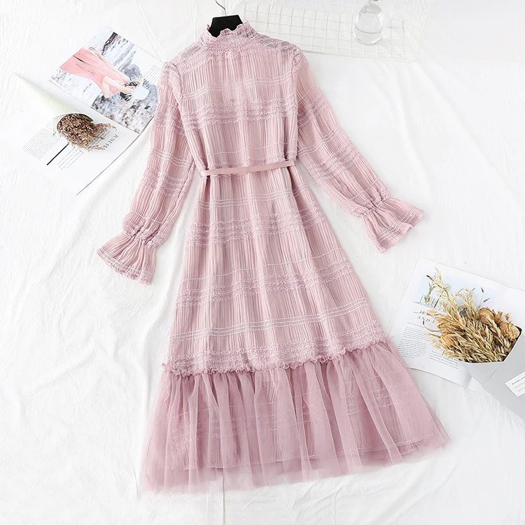 

Женское шифоновое платье, винтажное Свободное платье с длинным рукавом, в стиле пэчворк, весна-лето, 2020