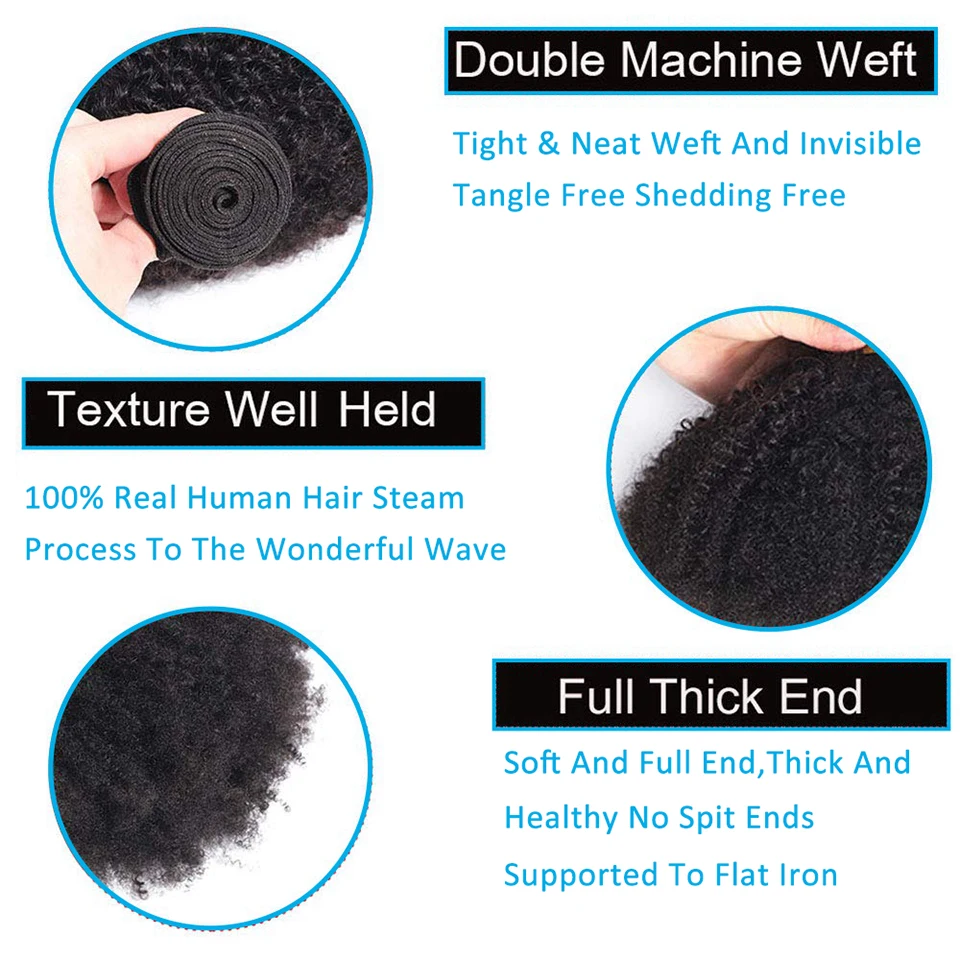 

Mongolian Afro Kinky Curly Hair Bundles 8-20 inch 100% Human Hair Bundles 1/3/4 pcs Lots Remy Hair Weaves Short Curly Hair