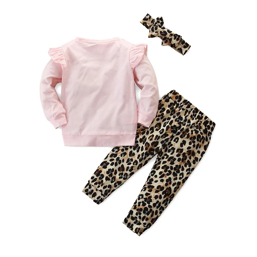 

Fashion Valentine's Day Leopard Print Top with Legging Baby Boutique Outfits Sets Children 2pcs Clothes Kids Clothing for Girls