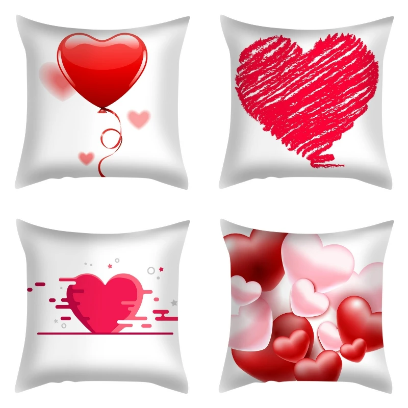 

Heart Pillowcases Valentines Day Gift for Boyfriend Girlfriend Pillow Covers Bed Sofa Home Decor Cushion Cover Party Decoration