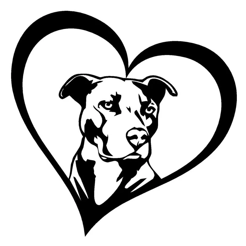 

15*15CM PITBULL HEART Animal Car Stickers Decals Creative Fashion Car Styling Decoration Accessories