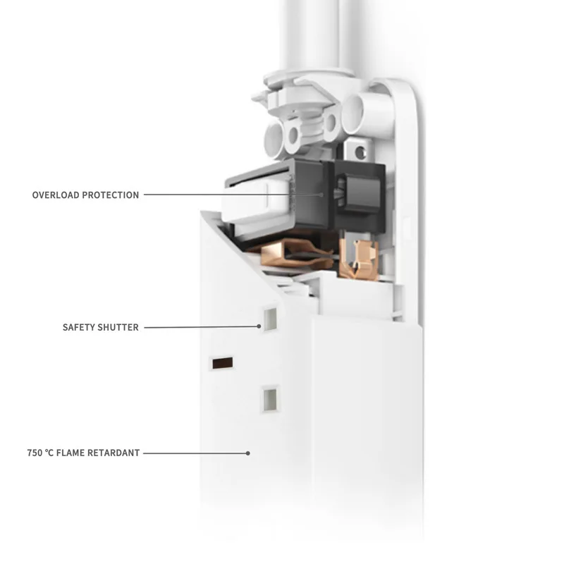 Электрический удлинитель 10 А защита от перегрузки 1 8 м шнур стандарта