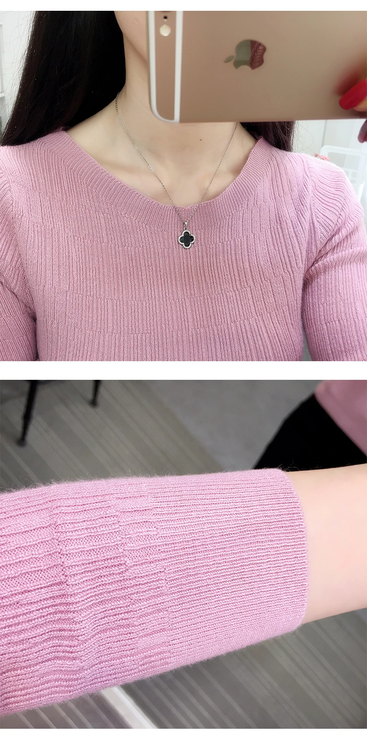 OHCLOTHINGnew style2019, короткий рукав, хлопок, круглый вырез, свитер, Женский рукав, голова, рукав, рубашка, пять, Одноцветный, плотный свитер, тонкий, ремонт