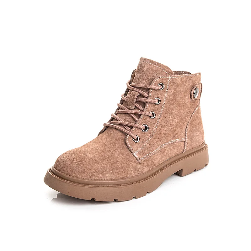 

New Women Boots Lace up Solid Casual Ankle Boots Booties Round Toe Women Shoes winter snow boots warm british style YYJ261