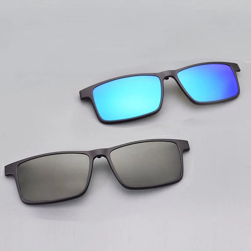 blue black Мужские синие очки с поляризационной оправой, магнитные очки из нержавеющей стали для ночного видения, очки для вождения по рецепту - Цвет оправы: blue black