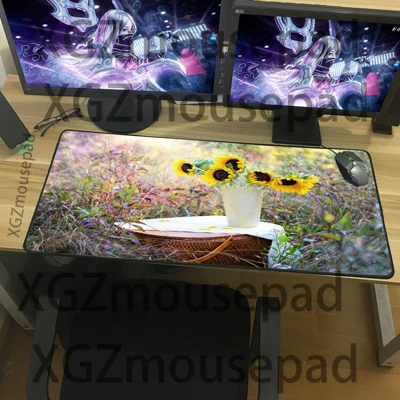 

XGZ Exquisite large size flower mouse pad sunflower series pattern keyboard pad as a table pad